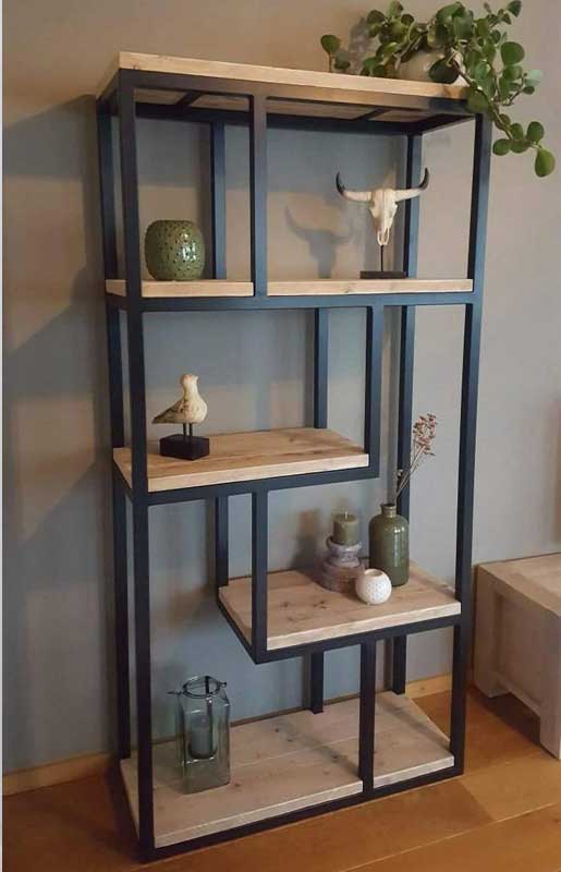 استند کتابخانه چوبی استند چوب و فلز